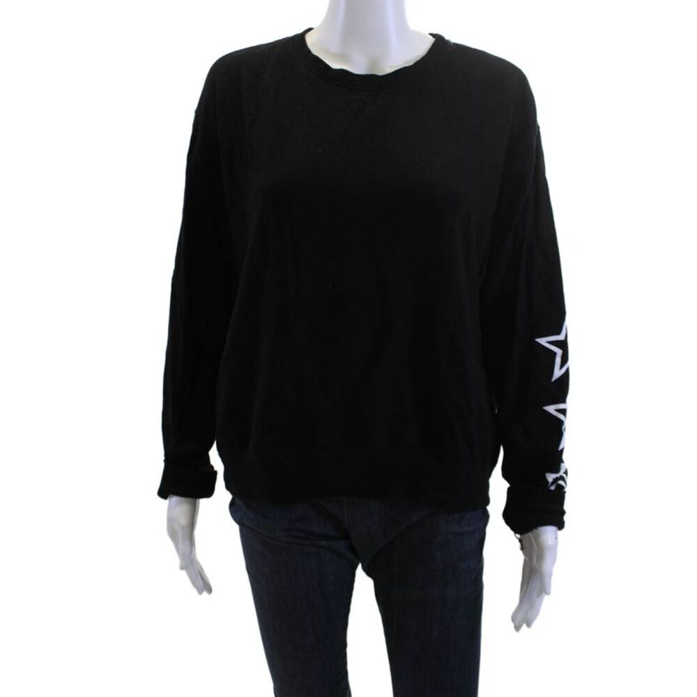 Sundry Women Pullover Sweatshirt Black Stars Crew Neck Long Sleeve Size 2